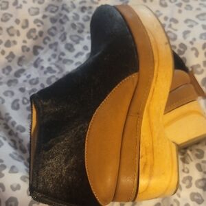 Black and Brown Platform Ankle Boots By FREE PEOPLE